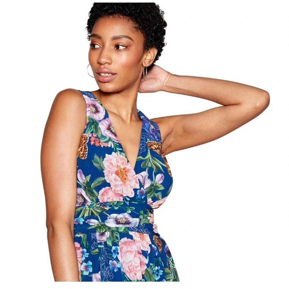 Vibrant Floral Print V Neck Occassion Maxi Dress - Picture 7 of 12
